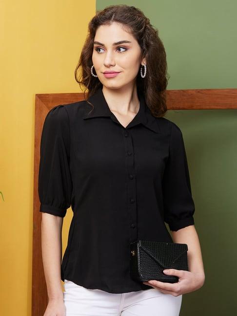 globus black regular fit shirt