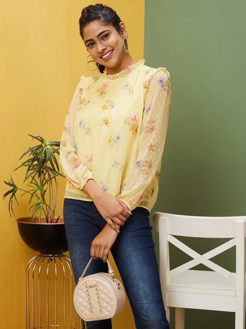 globus yellow floral print top