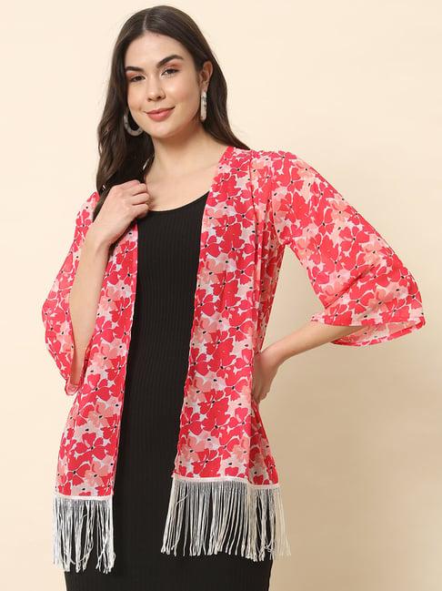 trend arrest pink floral print shrug