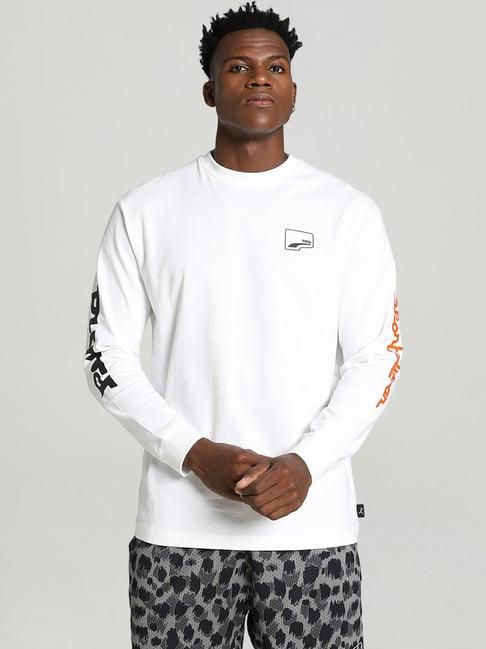 puma white relaxed fit printed t-shirt