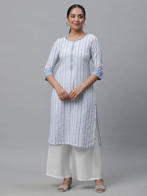 aurelia multicolor striped straight kurta