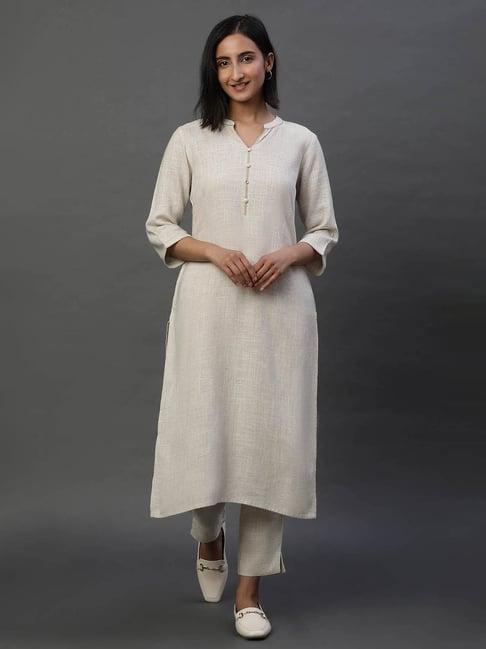 aurelia off white straight kurta