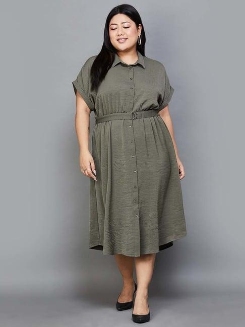 nexus by lifestyle olive green shirt dress