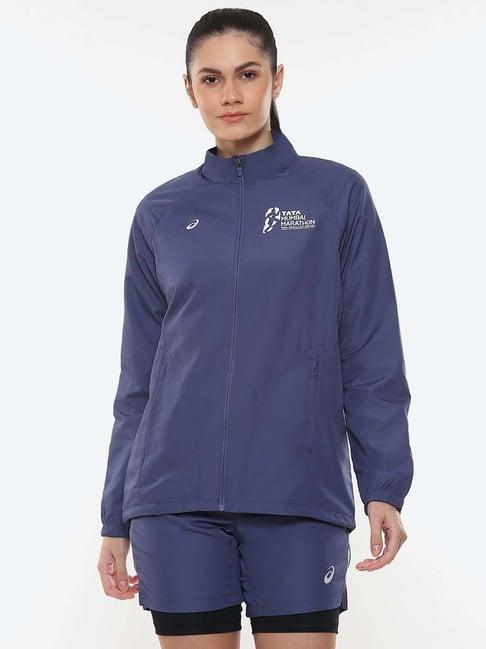 asics blue high neck track jacket