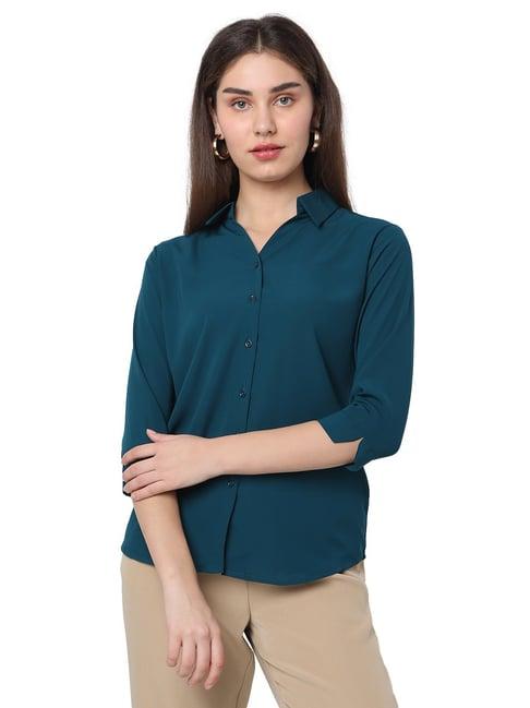 smarty pants teal cotton regular fit shirt