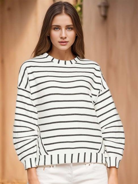 rare off-white cotton striped sweatshirt