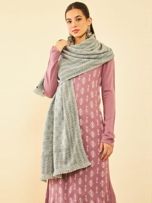 soch grey woven pattern shawl