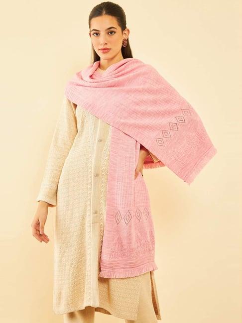 soch pink woven pattern shawl