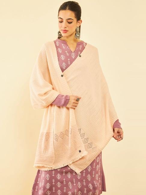 soch peach woven pattern shawl