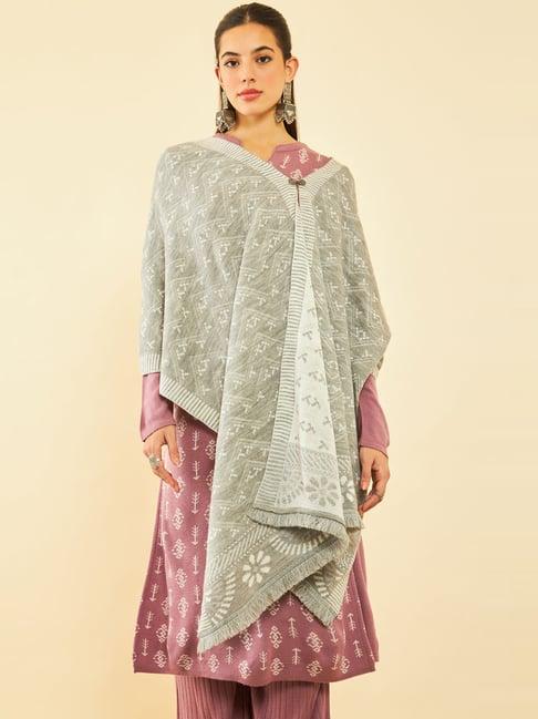 soch grey woven pattern shawl