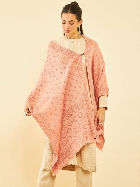 soch peach woven pattern shawl