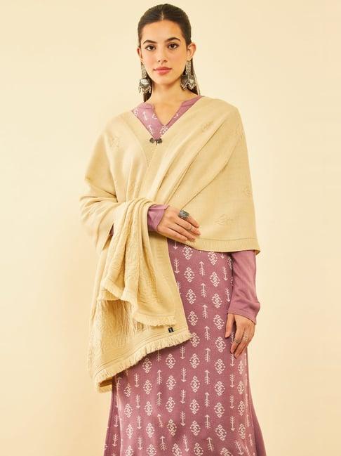 soch cream woven pattern shawl