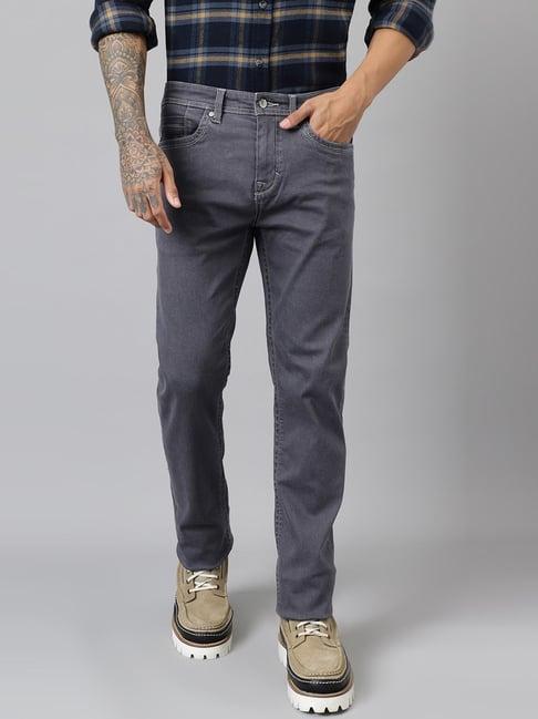 woodland grey cotton regular fit jeans