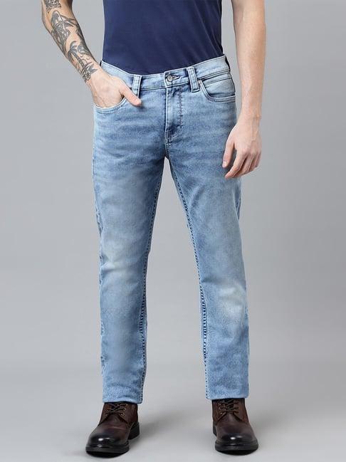 woodland blue cotton regular fit jeans