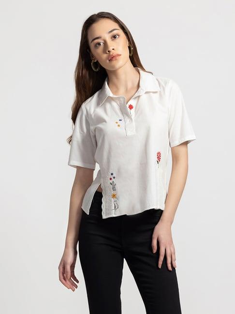 shaye white embroidered shirt