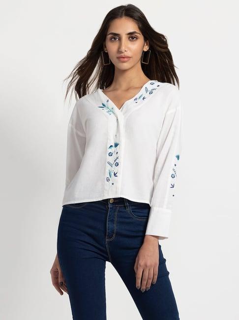 shaye white embroidered shirt