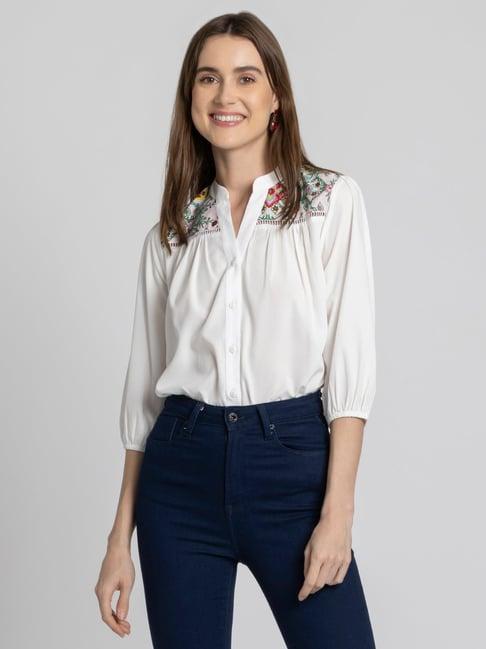 shaye white floral print shirt