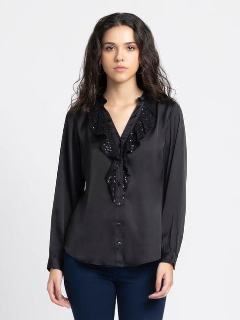 shaye black embellished top