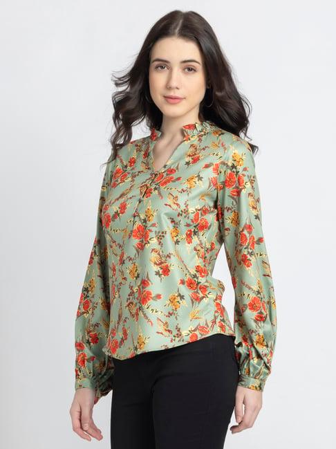 shaye sage green floral print top