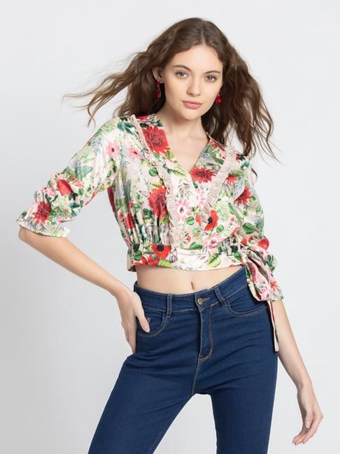 shaye multicolor floral print crop top