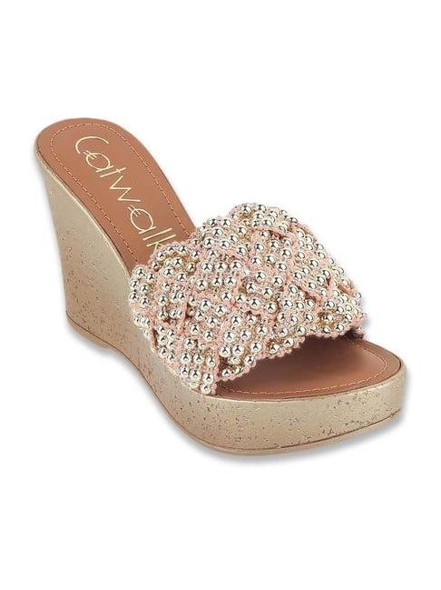 catwalk women's rose gold casual wedges