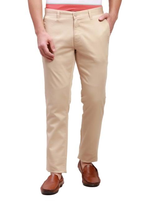 parx beige tapered fit trousers