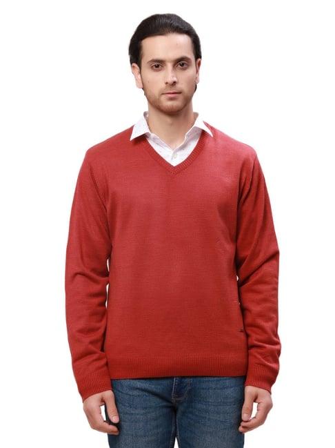 park avenue red regular fit sweater