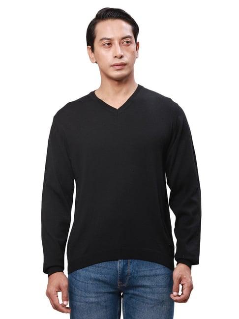 park avenue black regular fit sweater