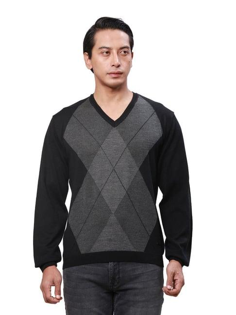 park avenue mid black regular fit argyle sweater