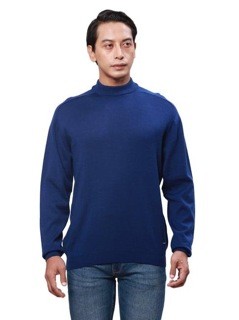 park avenue blue regular fit sweater