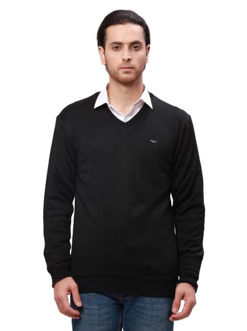 park avenue black regular fit sweater