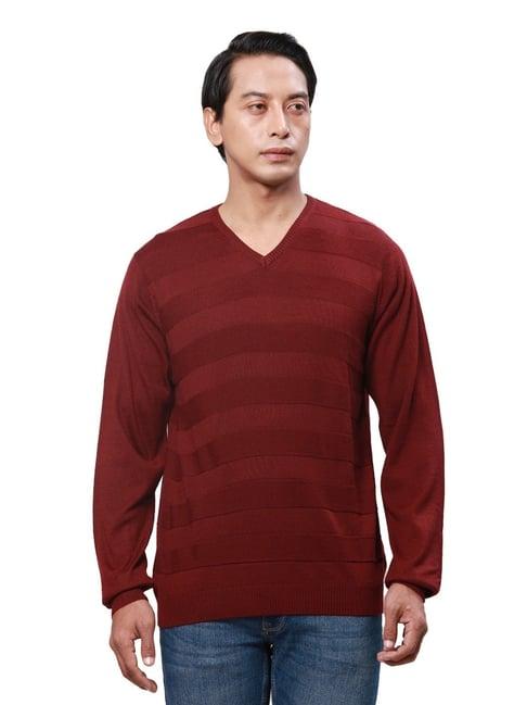 park avenue red regular fit sweater