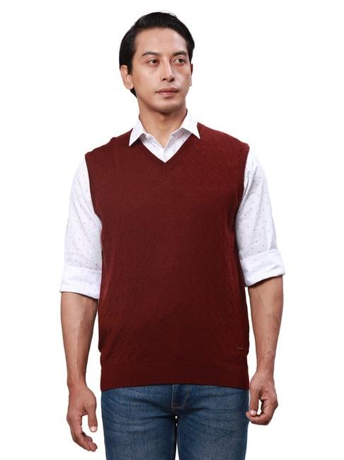 park avenue red regular fit sweater