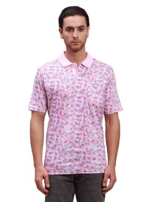 colorplus light ruby cotton classic fit printed polo t-shirt