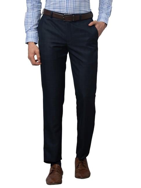 park avenue indigo smart fit checks trousers