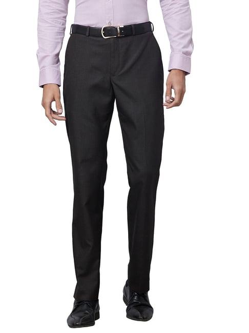 park avenue brown smart fit texture trousers