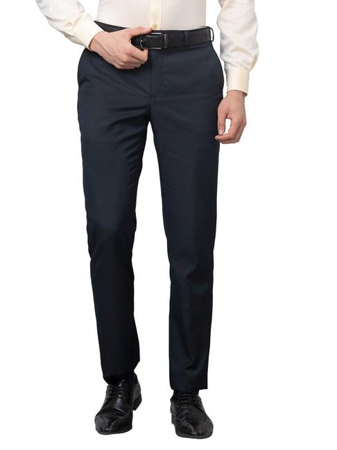 park avenue oxford blue smart fit striped trousers