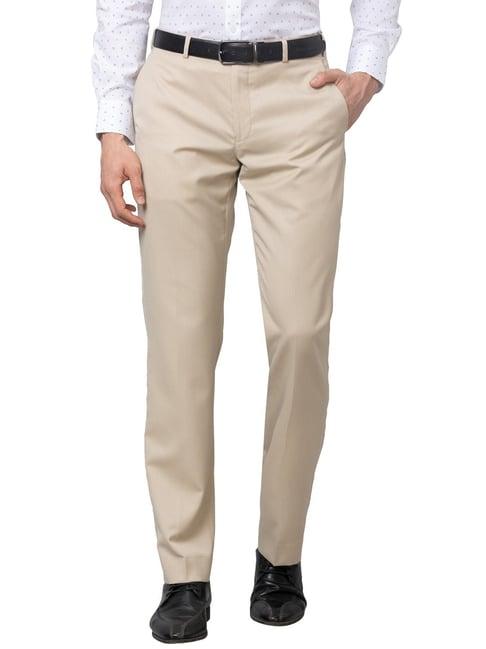 park avenue beige smart fit texture trousers