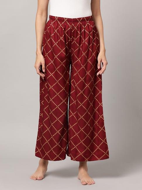 kryptic maroon & gold printed lounge pants