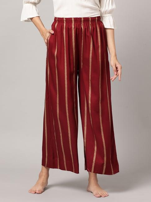 kryptic maroon & gold printed lounge pants