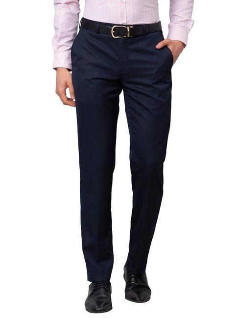 park avenue midnight blue smart fit texture trousers