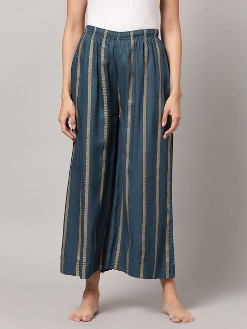 kryptic teal & gold printed lounge pants