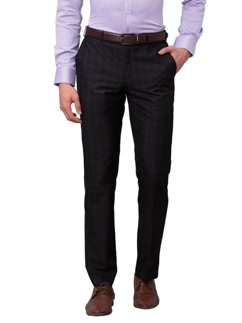 park avenue black smart fit checks trousers