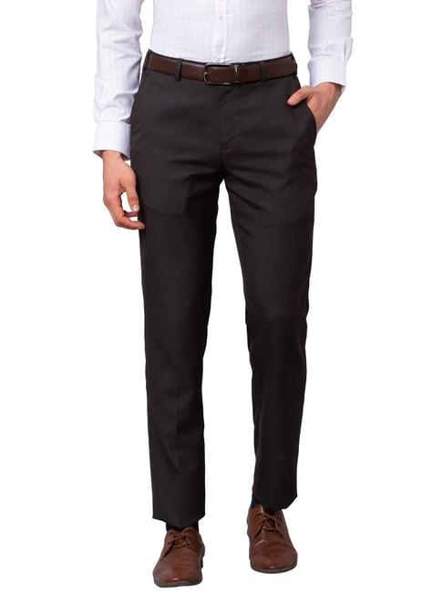 park avenue brown smart fit texture trousers