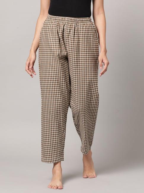 kryptic brown cotton checks pyjamas