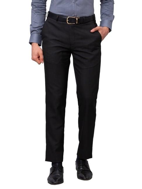 park avenue black smart fit texture trousers