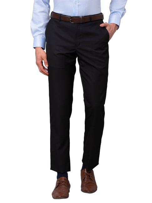 park avenue black smart fit texture trousers