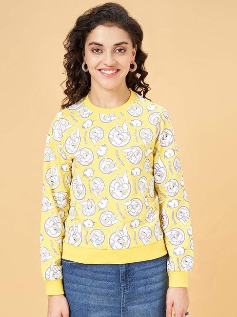 yu by pantaloons yellow printed sweatshirt