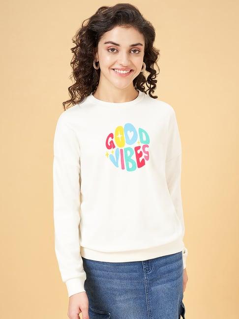 yu by pantaloons white printed sweatshirt