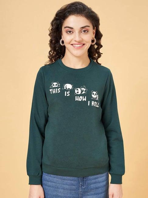 yu by pantaloons green printed sweatshirt